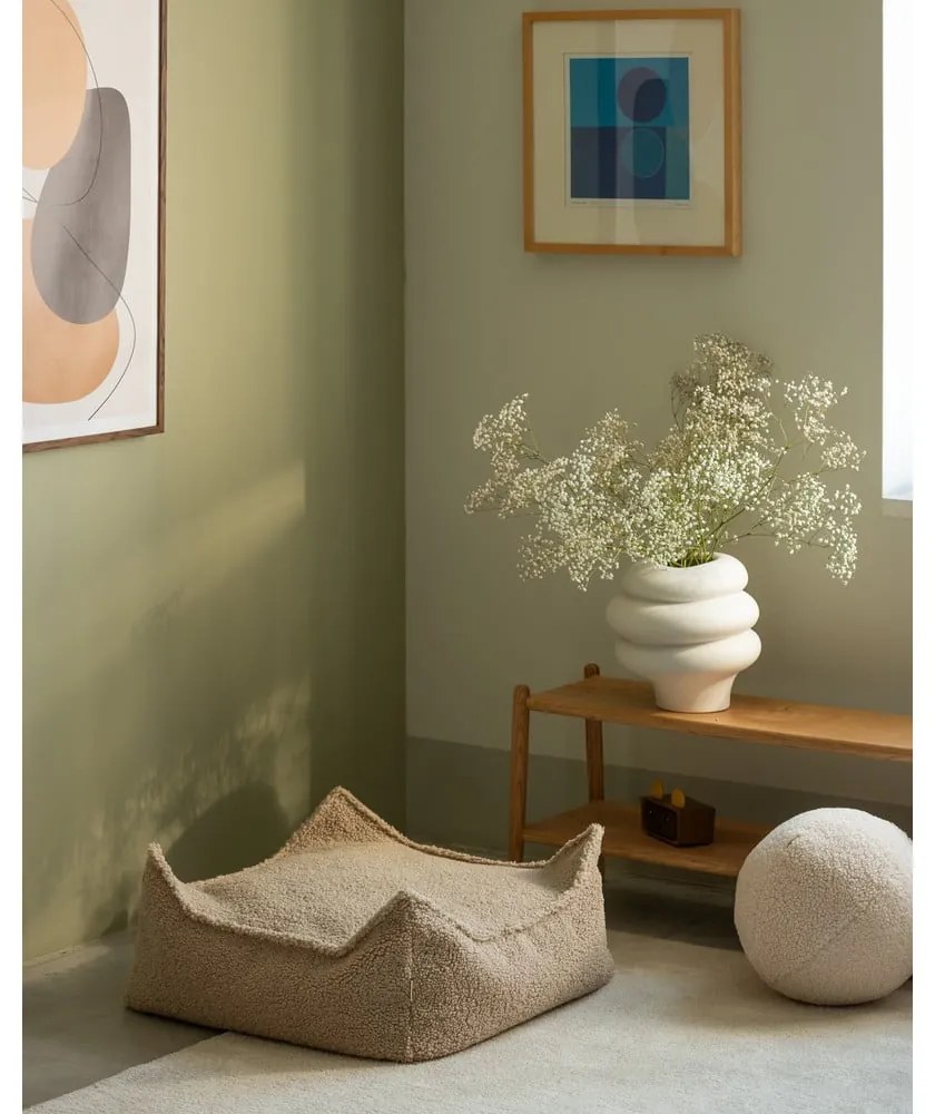 Светлокафяв детски пуф от букле Square – Wigiwama