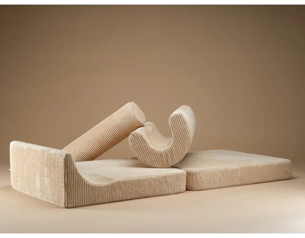 Светлокафяв детски стол от рипсено кадифе Flipster – Wigiwama