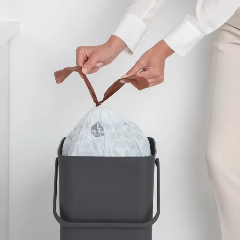 Кош за разделно събиране на боклук Brabantia Sort&Go 1004140, 40 л, Дръжка, Възможност за стенен монтаж, Тъмносив