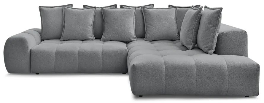 Тъмносив шенилов сгъваем/с място за съхранение ъглов диван (десен ъгъл/L форма) Everest – Bobochic Paris