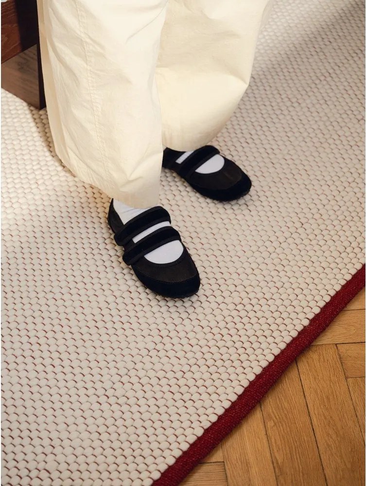 Червена/бежова ръчно изработена вълнена пътека 80x170 cm Lenu – noo.ma