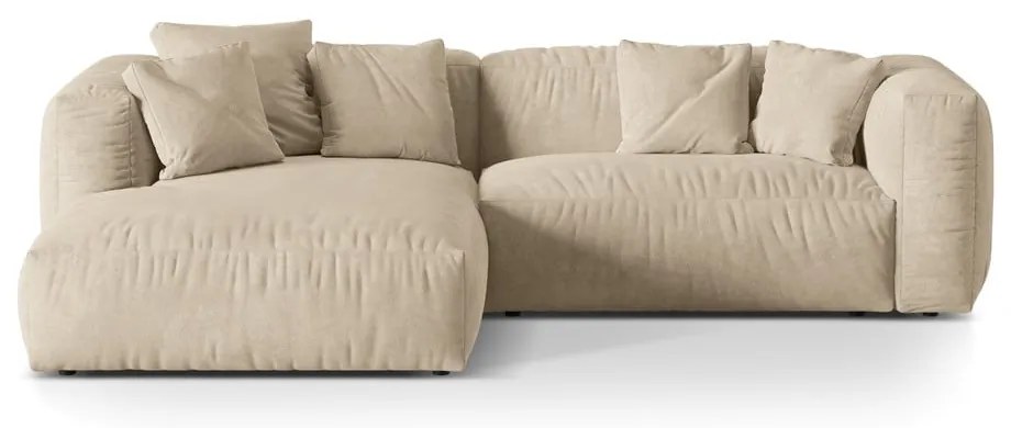 Бежов кадифен модулен ъглов диван (ляв ъгъл) Martina – Micadoni