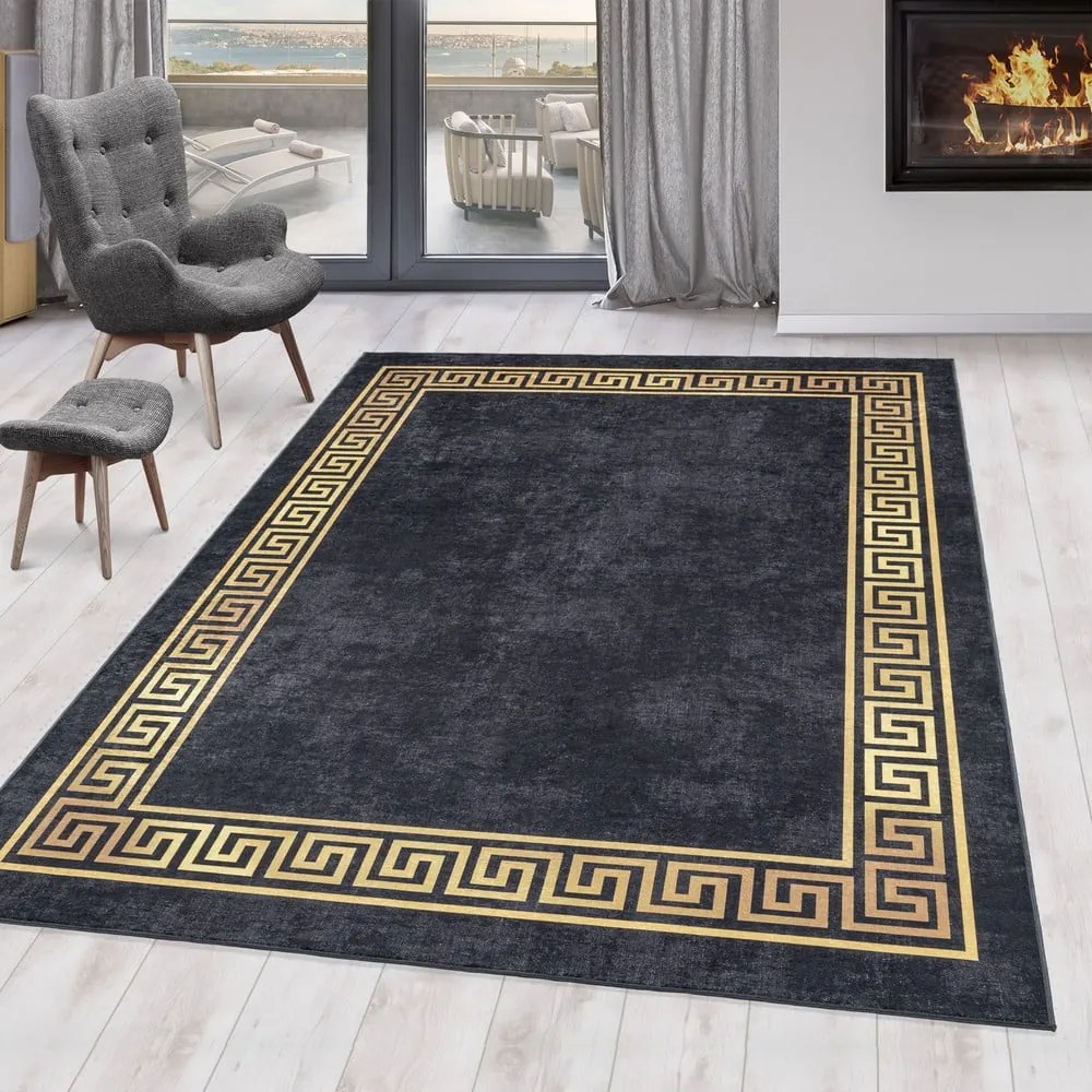 Антрацитен килим подходящ за пране 80x150 cm Fiesta – Ayyildiz Carpets