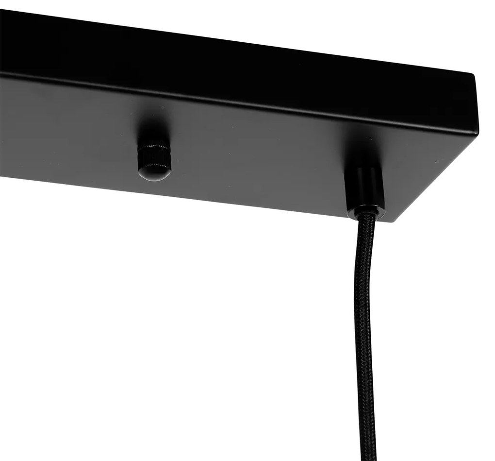 Висяща лампа черна с опушено стъкло овална 3-светлина - Ayesha