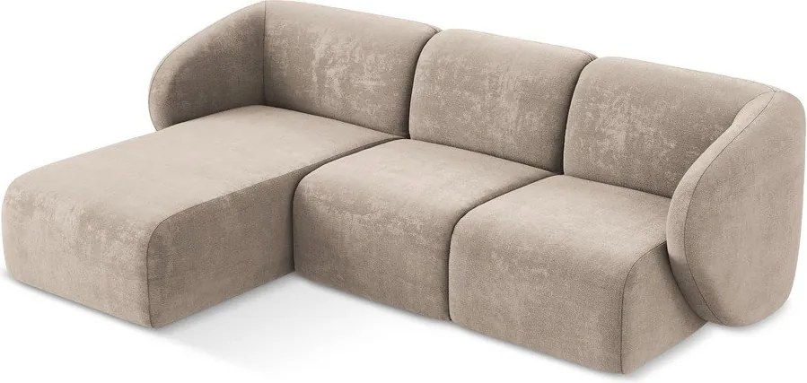 Светлокафяв шенилов ъглов диван (ляв ъгъл) Lani – Makamii