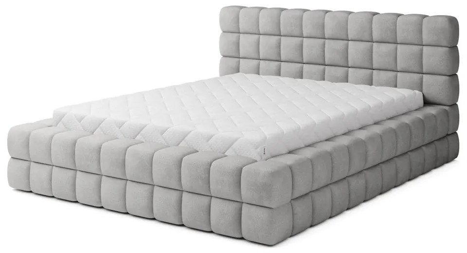 Сиво двойно легло 180x200 cm тапицирано с място за съхранение с включена подматрачна рамка Dizzle – ELTAP