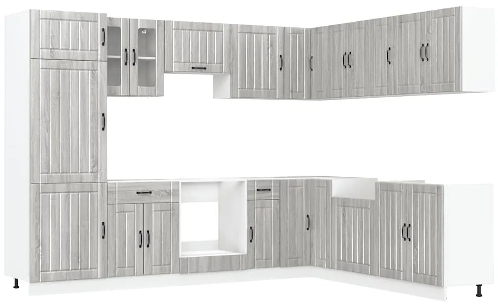 3314987 vidaXL Комплект кухненски шкафове от 14 части Lucca, инженерно дърво