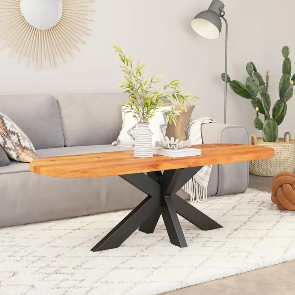 370083 vidaXL Плот за маса, 90x40x2,5 см, овален, масивна акация