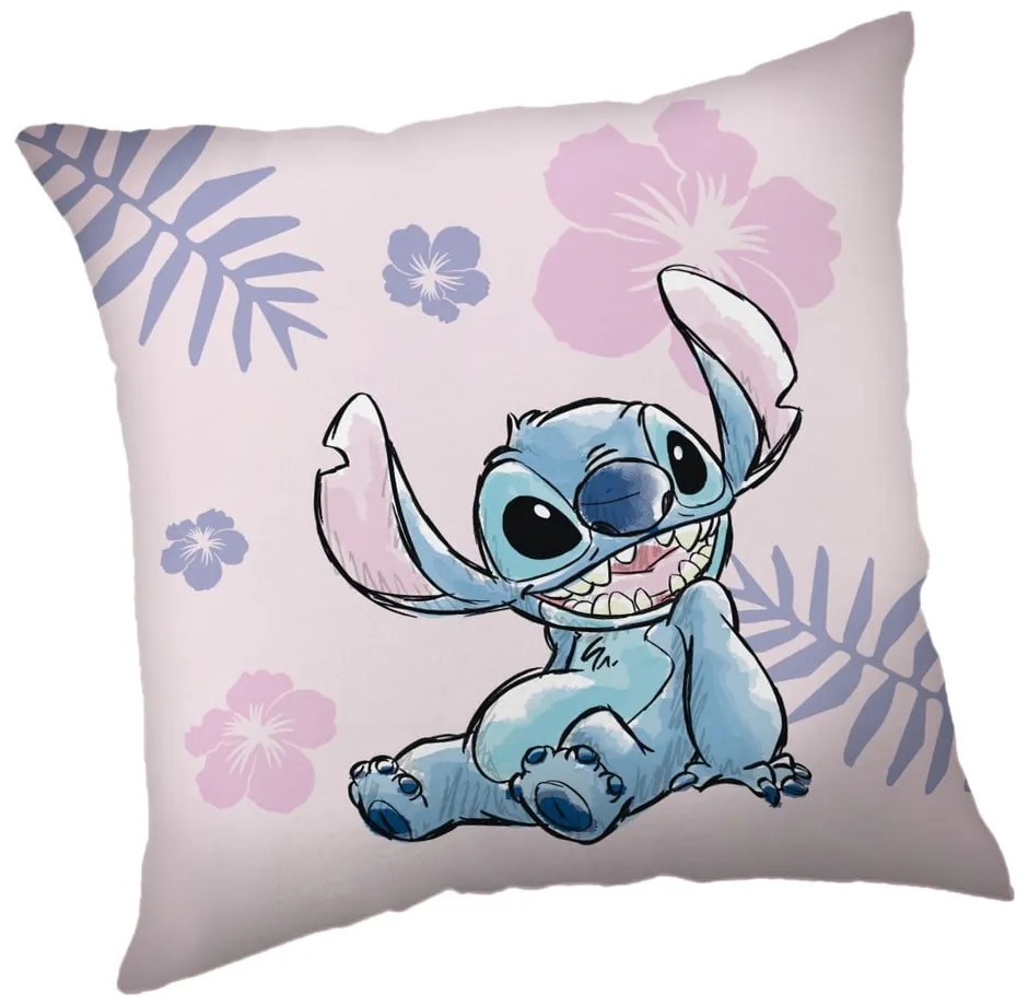 Детска възглавница от флийс 40x40 cm Lilo a Stitch "Pink" – Jerry Fabrics