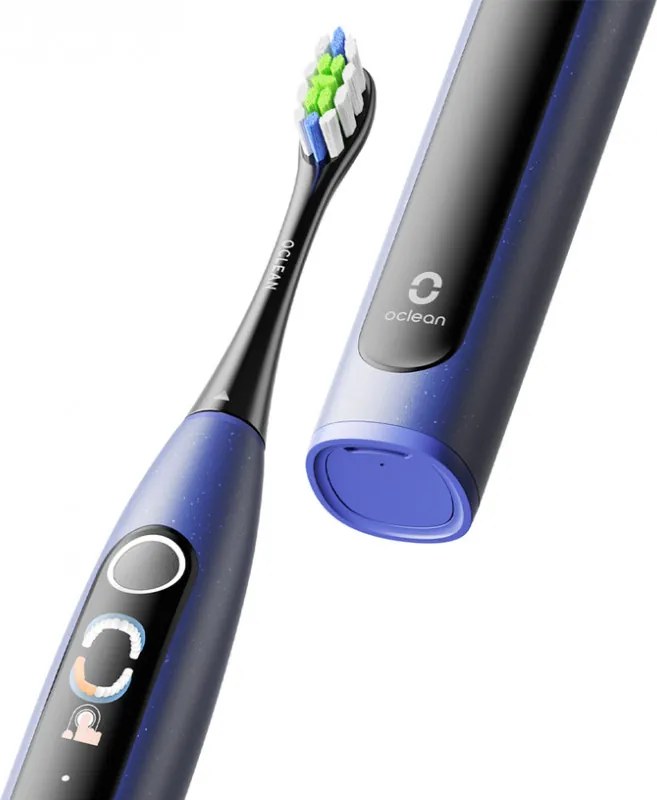 Електрическа четка за зъби Oclean X Lite Set, 72000 об/мин, 5 режима, Smart, Тъчскрийн, До 40 дни автономия, Отчитане на почистените зони, +Калъф, Тъмносин