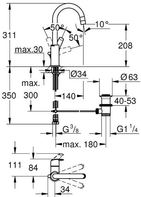 Кран за тоалетна Grohe Eurosmart High