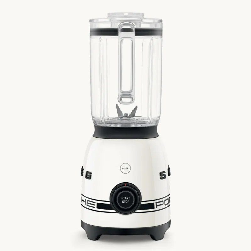 Блендер Smeg Porsche BLF03PCWEU, 800W, 1.5 л, 18000 об/мин, 4 програми, 4 скорости + Пулс, Неръждаема стомана, Бял