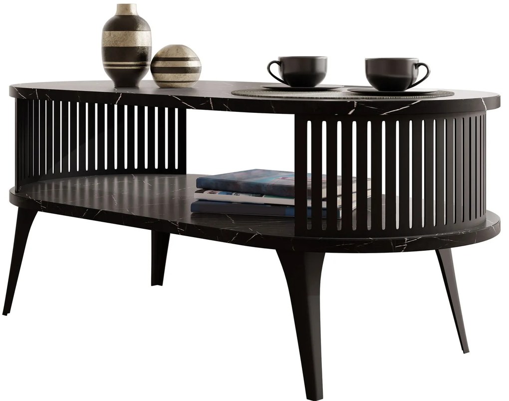 Холна маса Roenni II-Черен мрамор - Черно