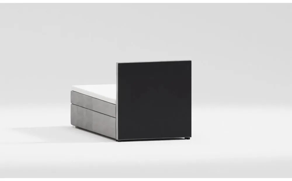 Светлосиво единично тапицирано легло с място за съхранение с включена подматрачна рамка 80x200 cm Bunny – Ropez