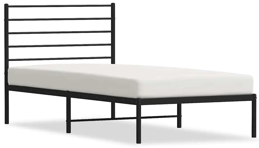 352309 vidaXL Метална рамка за легло с горна табла, черна, 75x190 см
