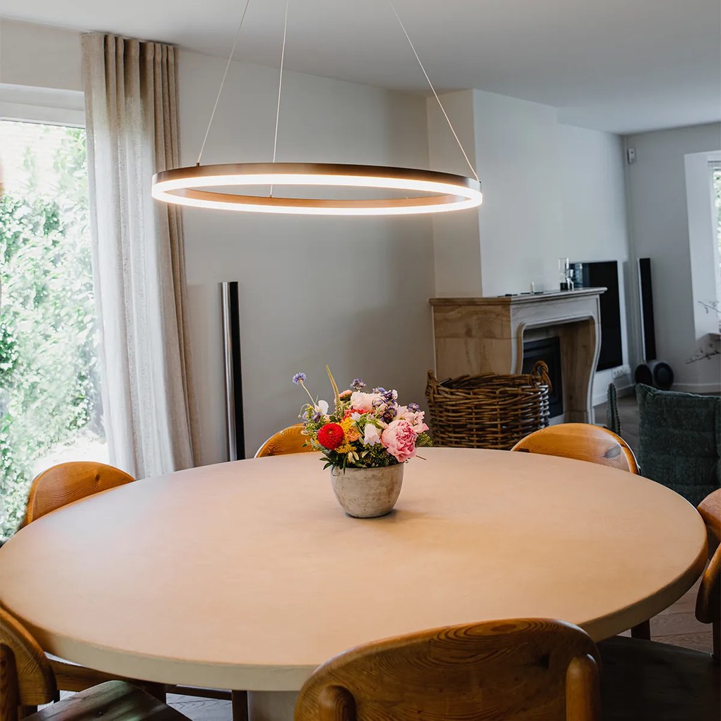 Висяща лампа тъмно бронз 80 см с LED 3-степенна димируема - Anello