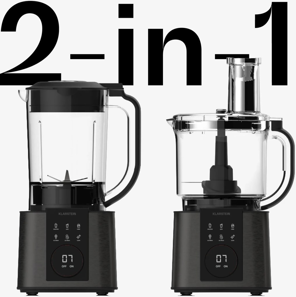 Klarstein Кухненски робот Verosteel с блендер | месене, разбиване и изцеждане на сок | 1200 W | 2 л / 1,75 л