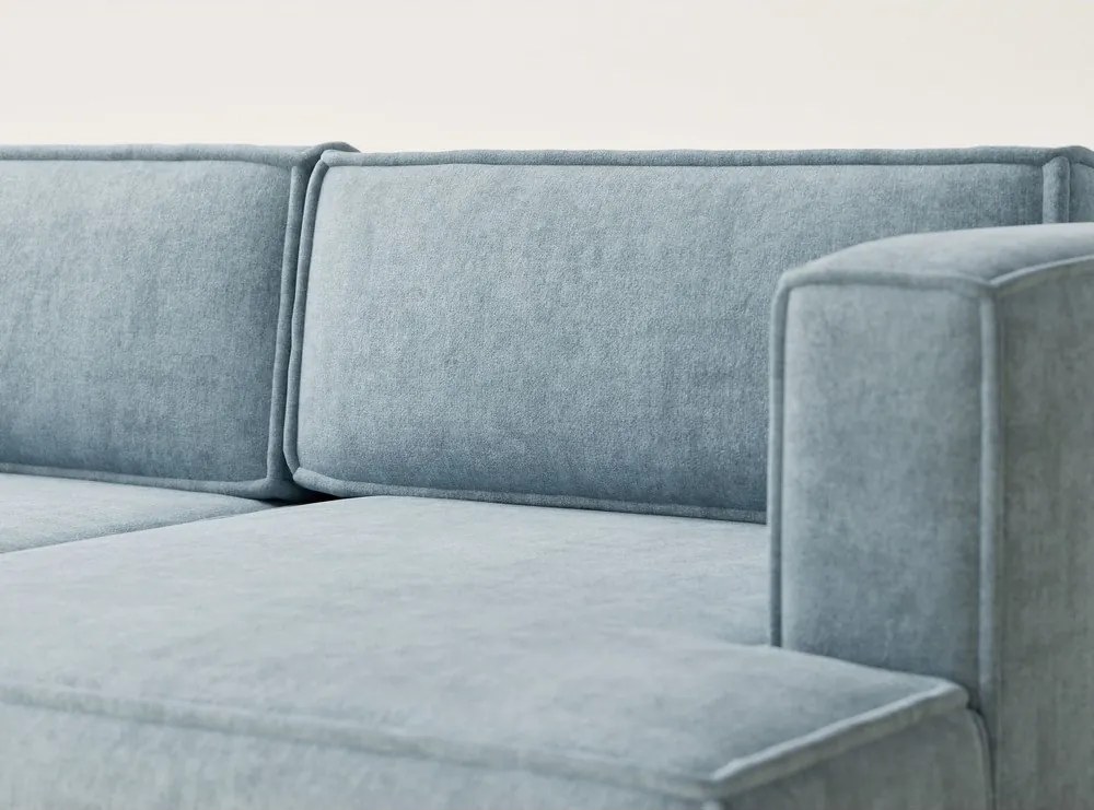 Светлосин шенилов сгъваем/с място за съхранение ъглов диван (десен ъгъл) Velto – Maison de Rêve