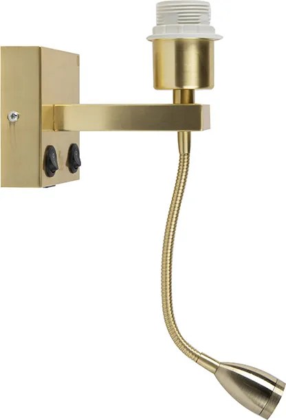 Арт Деко стенна лампа златиста с USB и гъвкава ръка - Brescia Combi