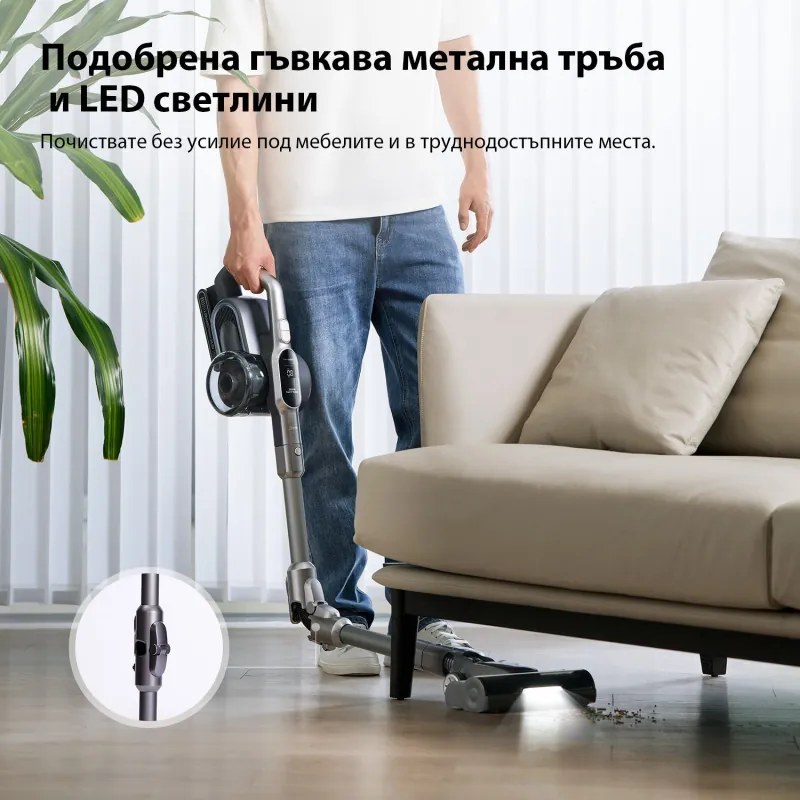 Вертикална прахосмукачка Jimmy H11 Pro, 600W, 260 AW, 0.6 л, Сензор за прах, Сгъваема, Автономност 90 минути, LED дисплей, Черен/Сив