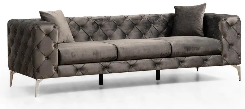 Тъмносив кадифен диван 237 см Como - Balcab Home