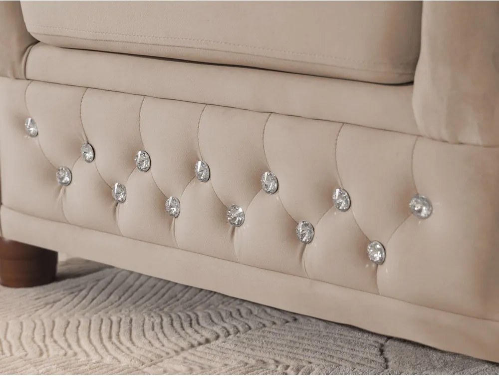 Бежов кадифен разтегателен ъглов диван (десен ъгъл L форма) York Blik – Ropez