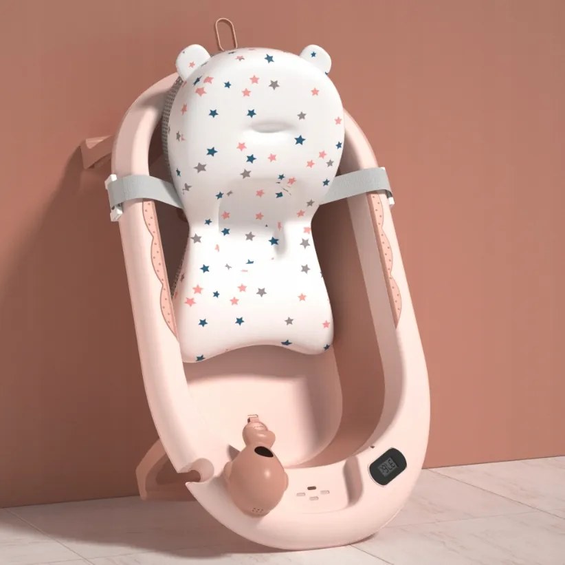 Сгъваема бебешка вана VAIANA PREMIUM с възглавница и стойка - повече цветове Син