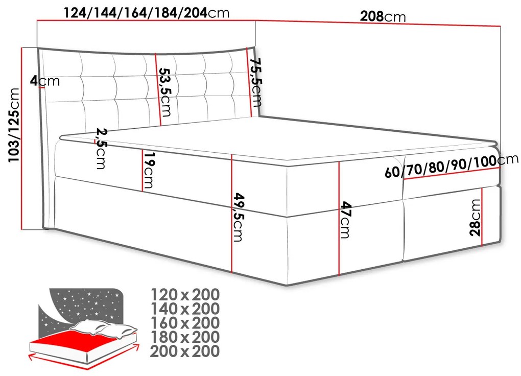 Тапицирано легло Havana-Krem-120 x 200