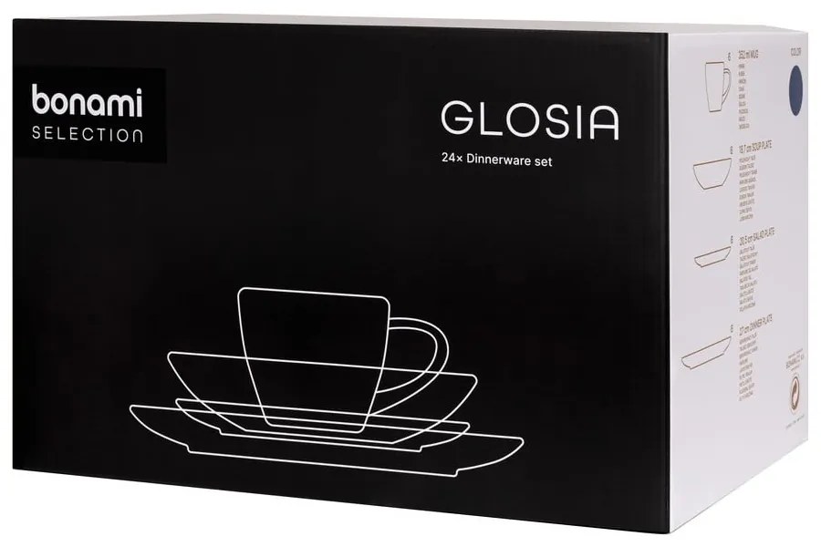 Тъмносин комплект за хранене от каменна керамика 24 бр. Glosia - Bonami Selection