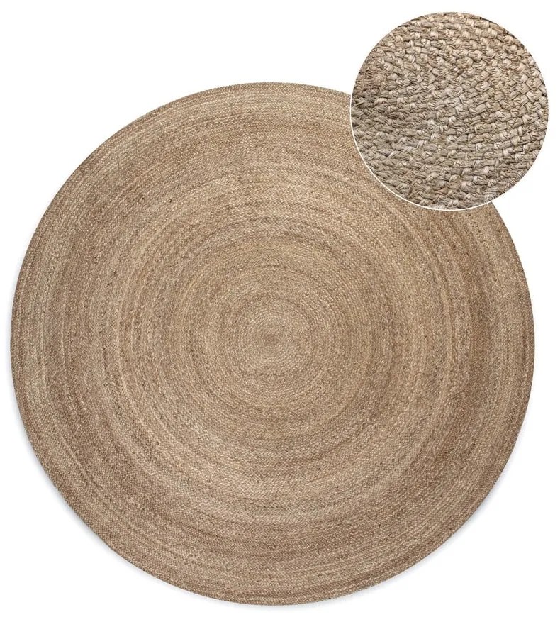 Сиво-бежов двустранен ютен кръгъл килим ø 200 cm Braided – Hanse Home