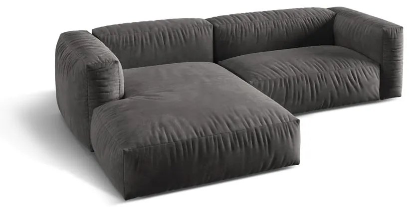 Сив кадифен модулен ъглов диван (ляв ъгъл) Martina – Micadoni