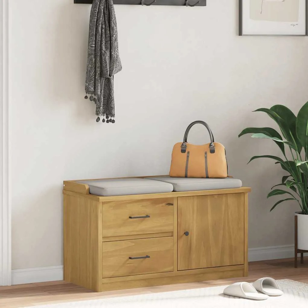 4010464 vidaXL L Пейка за антре SANDNES 87x40x50 cm Масивна дървесина Бор