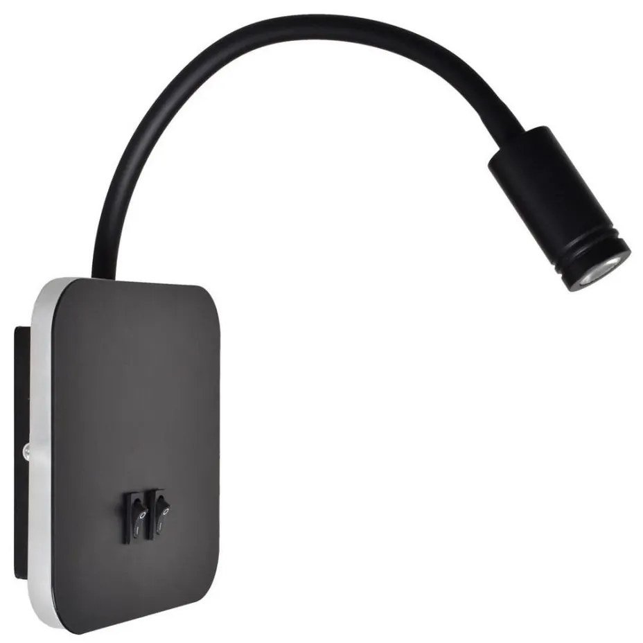 LED гъвкава стенна лампа BASE 1xLED/8W+1xLED/2W/230V черна/сребриста