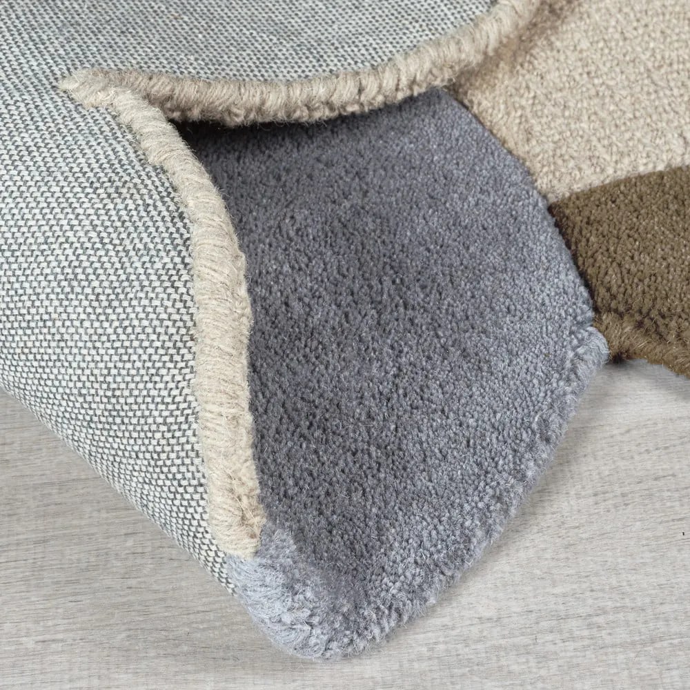 Сиво-бежова ръчно изработена вълнена пътека 80x230 cm Mia Scallop Frame – Flair Rugs