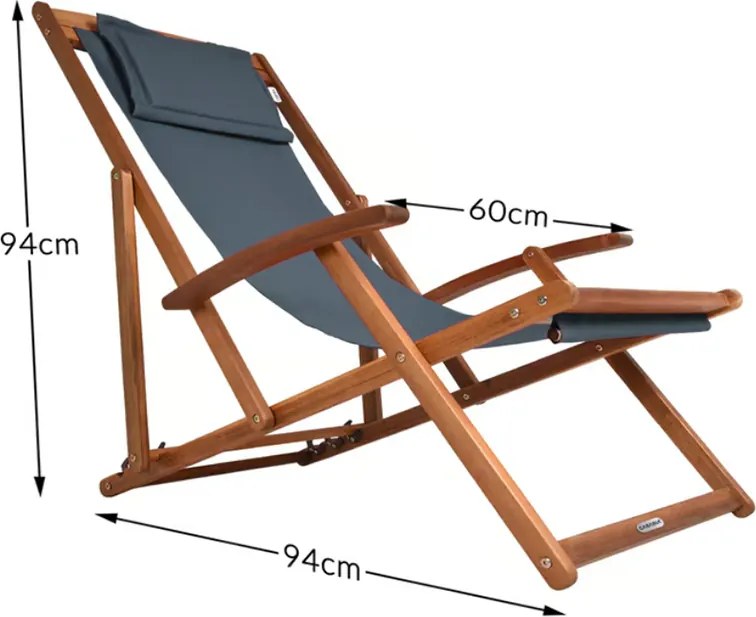 Сгъваем регулируем градински шезлонг от акациева дървесина Сив