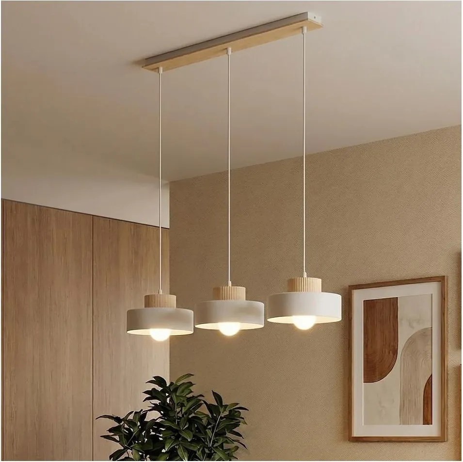 Полилей на кабел KIVI 3xE27/15W/230V бял