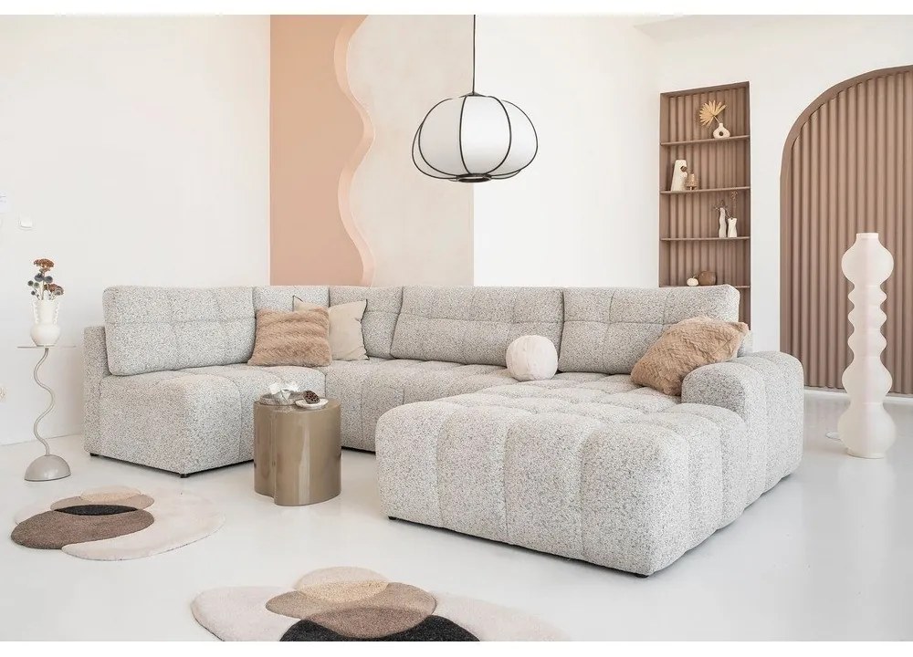 Бежов разтегателен модулен ъглов диван с място за съхранение (ляв ъгъл) Lulu – Miuform