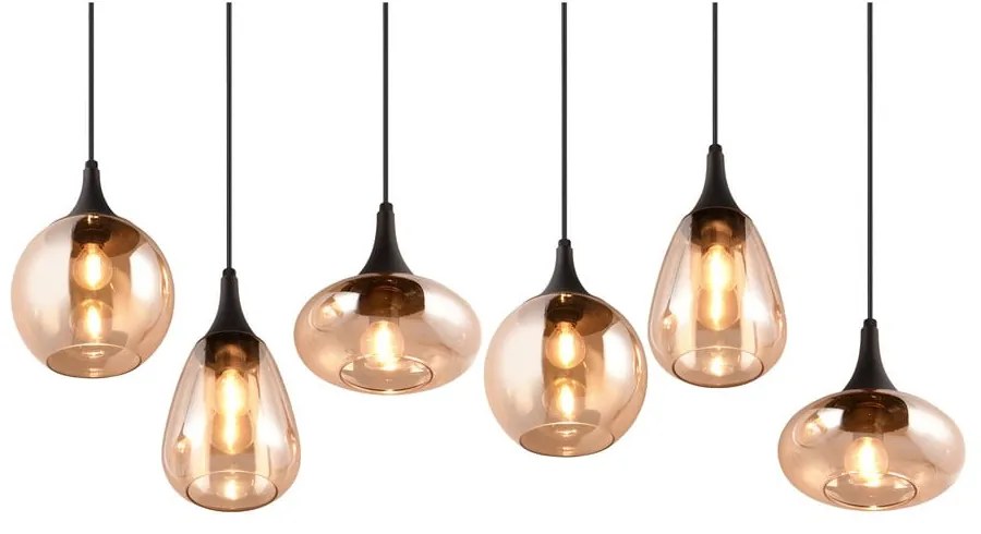 Черно-оранжева висяща лампа със стъклен абажур Lumina - Trio