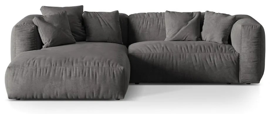 Сив кадифен модулен ъглов диван (ляв ъгъл) Martina – Micadoni