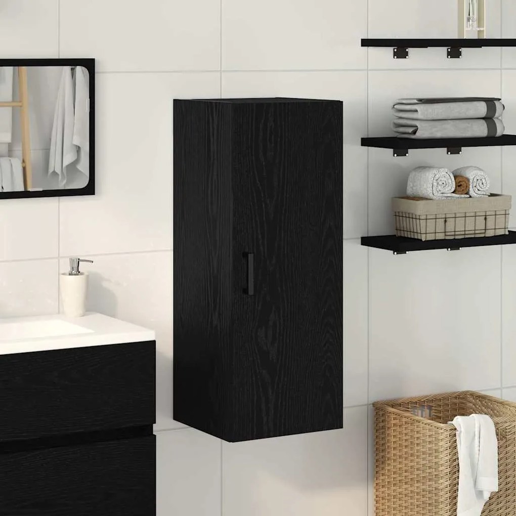862171 vidaXL Стенен шкаф, черен дъб, 34,5x34x90 см, инженерно дърво