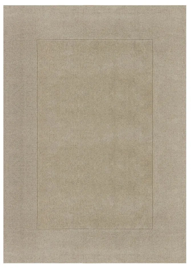 Бежов ръчно изработен вълнен килим 240x340 cm Textured Wool Border – Flair Rugs