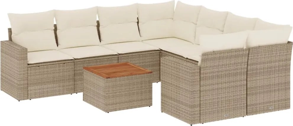 3256380 vidaXL Градински комплект диван с възглавници 9 части бежов полиратан
