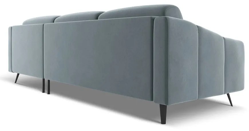 Светлосин кадифен ъглов диван (десен ъгъл) Nalu – Makamii