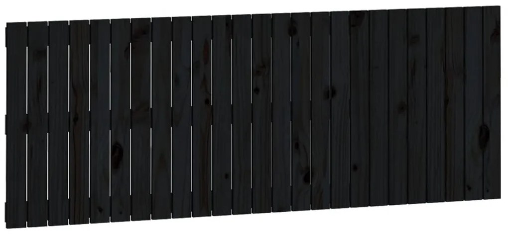 824852 vidaXL Стенна табла за спалня, черна, 159,5x3x60см, борово дърво масив
