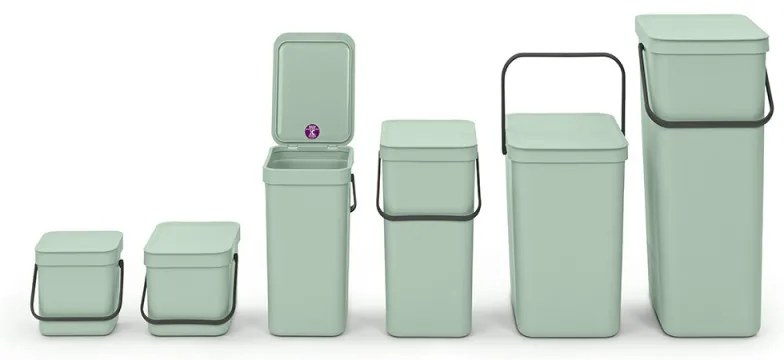 Кош за разделно събиране на боклук Brabantia Sort&Go 1005520, 3 л, Дръжка, Възможност за стенен монтаж, Светлозелен