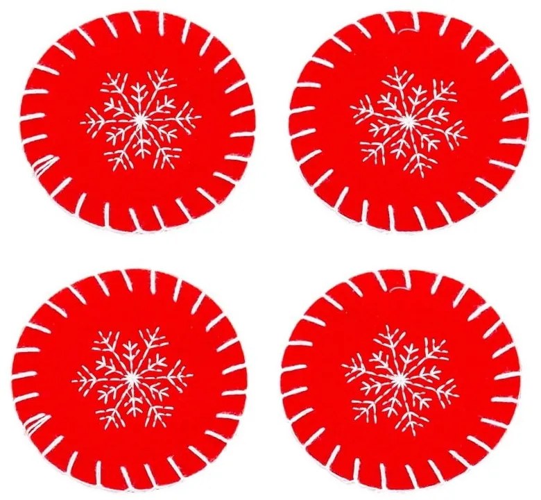 Червени подложки с коледен мотив в комплект от 4 - Casa Selección