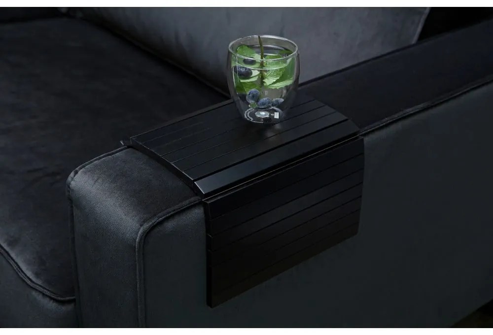Черен гъвкав дървен подлакътник за диван WOOOD Tray