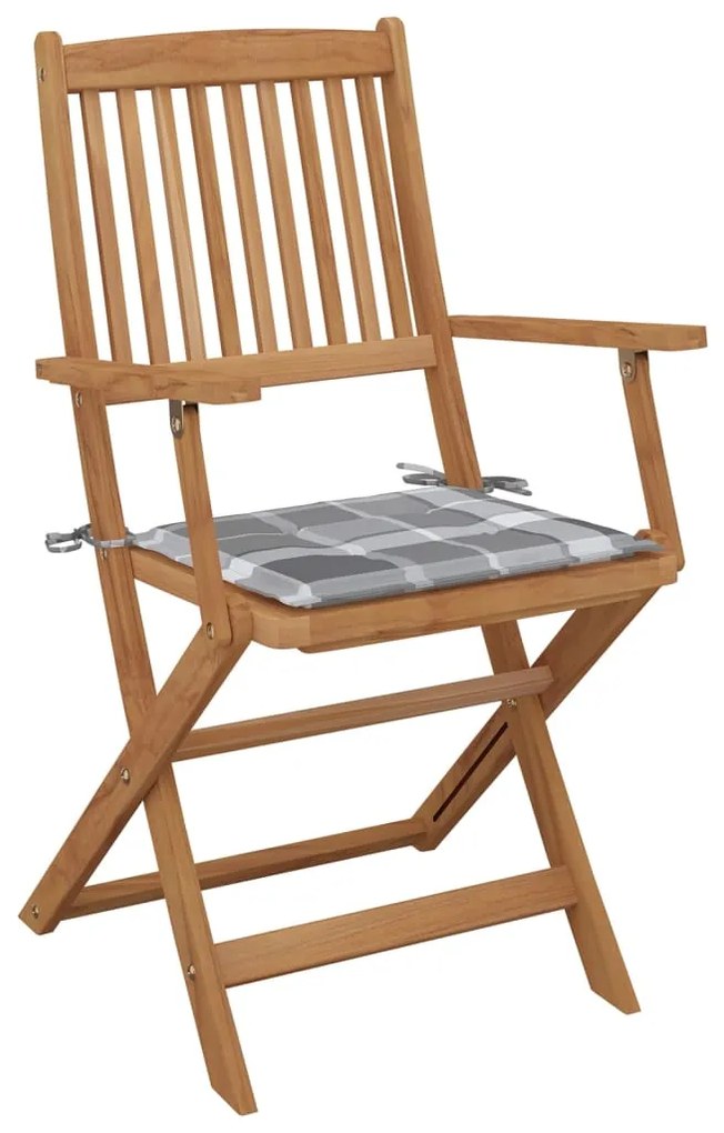 3075099 vidaXL Сгъваеми градински столове с възглавници 8 бр акация масив