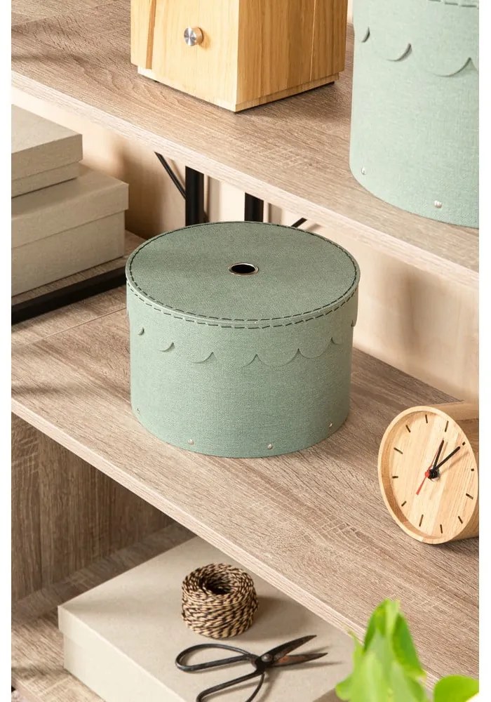 Тюркоазени картонени кутии за съхранение в комплект 2 бр. с капаци ø 26x17,5 cm Wilma Canvas Paper Laminate – Bigso