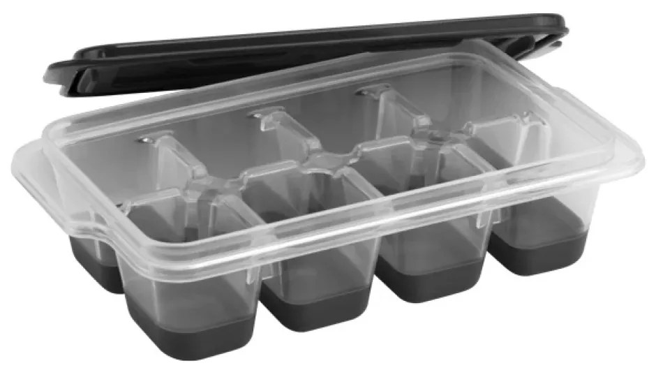 Horecano - Пластмасова форма за лед с капак и силиконово дъно 12,7x7,3xh3,4см крем/прозрачна HOME-(16021C)